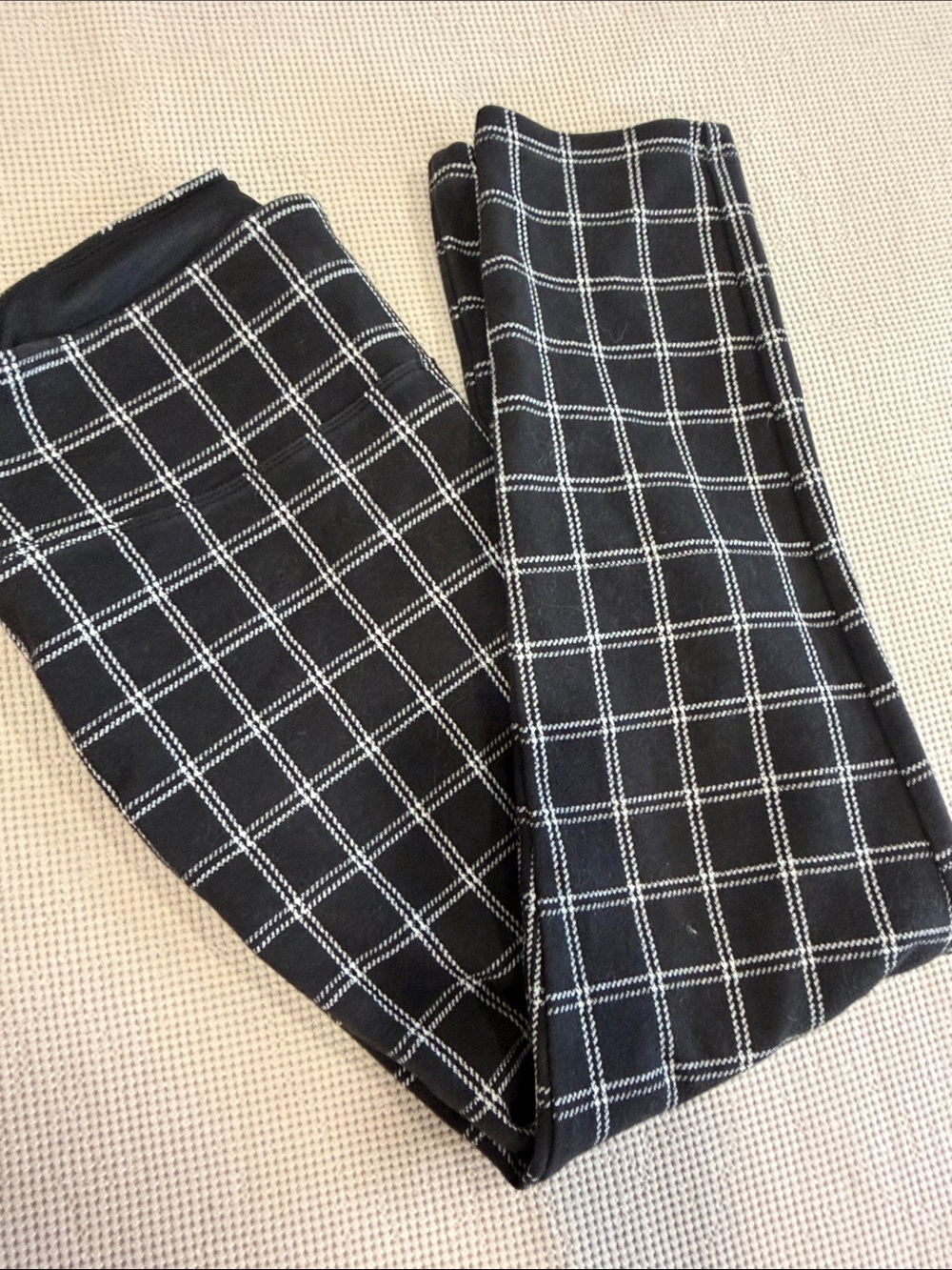 INC International Concepts Black Windowpane Dress Pants with White Grid